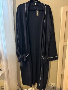 Men’s XL Navy Lounge Robe | NWT | Lightweight Knit Bathrobe with Pockets